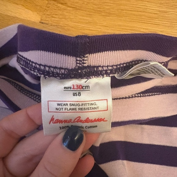 Hanna Andersson Striped Long John Pj Pants Chateau Purple/First Lavendar 8/130 - Picture 3 of 4